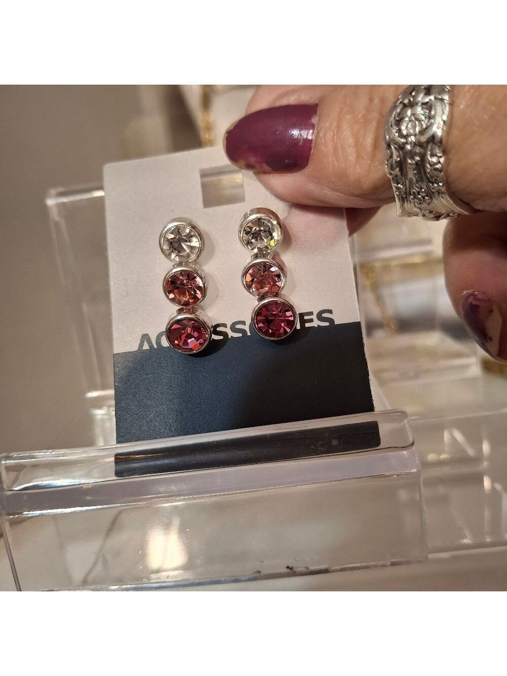 #3 3 pack rhinestone stud earrings NWT